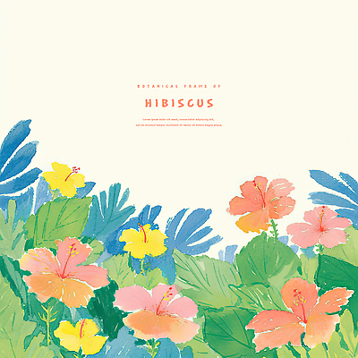 PSD 잎 일러스트 열대 사람없음 컬러풀 열대꽃 히비스커스 트로피컬아트 국내일러스트 식물 꽃 컬러 그림 파일형식