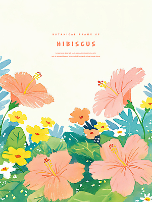 PSD 잎 일러스트 열대 사람없음 컬러풀 열대꽃 히비스커스 트로피컬아트 국내일러스트 식물 꽃 컬러 그림 파일형식