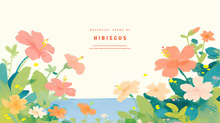 PSD 바다 잎 일러스트 열대 사람없음 열대꽃 히비스커스 트로피컬아트 국내일러스트 식물 꽃 그림 파일형식