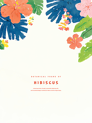 PSD 잎 일러스트 열대 사람없음 열대꽃 히비스커스 트로피컬아트 국내일러스트 식물 꽃 그림 파일형식