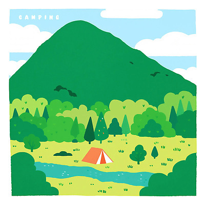 PSD 나무 구름 일러스트 자연 하늘 산 텐트 풍경 사람없음 초록색 개울 캠핑장 자연휴양림 국내일러스트 자연요소 식물 컬러 캠핑도구 강 캠핑 생태계 휴양림 파일형식