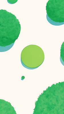 JPG 나무 백그라운드 일러스트 자연 사람없음 초록색 하이앵글 원형 잔디공 국내일러스트 AI일러스트 AI콘텐츠 도형 식물 뷰포인트 컬러 공 생태계 파일형식