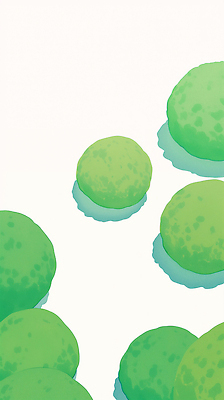 JPG 나무 백그라운드 일러스트 자연 사람없음 초록색 하이앵글 원형 잔디공 국내일러스트 AI일러스트 AI콘텐츠 도형 식물 뷰포인트 컬러 공 생태계 파일형식