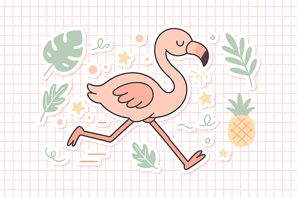 별 분홍색 스티커 일러스트 사람없음 세트 달리기 플라밍고 파인애플 엘리먼트 열대잎 일러캐릭터 AI파일 자연요소 캐릭터 컬러 잎 과일 모션 조류 열대과일 파일형식 벡터