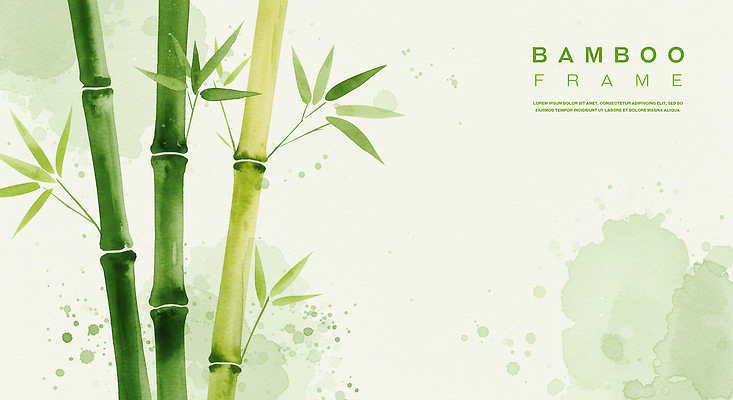 PSD 백그라운드 일러스트 수채화 사람없음 연두색 대나무 대나무잎 카피스페이스 국내일러스트 나무 잎 초록색 공백 파일형식