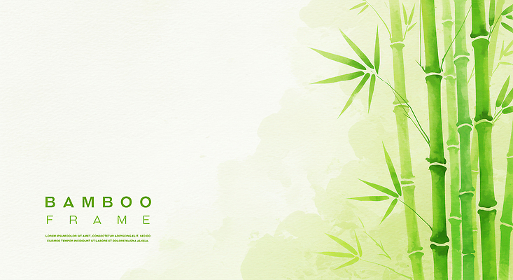 PSD 백그라운드 일러스트 수채화 사람없음 연두색 대나무 대나무잎 카피스페이스 국내일러스트 나무 잎 초록색 공백 파일형식