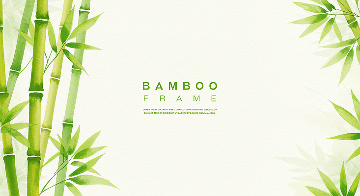 PSD 백그라운드 일러스트 수채화 프레임 사람없음 연두색 대나무 대나무잎 카피스페이스 국내일러스트 나무 잎 초록색 공백 파일형식