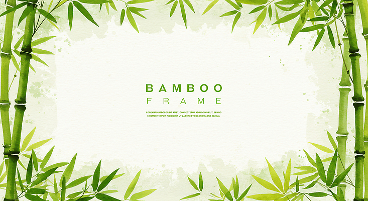 PSD 백그라운드 일러스트 수채화 프레임 사람없음 연두색 대나무 대나무잎 카피스페이스 국내일러스트 나무 잎 초록색 공백 파일형식