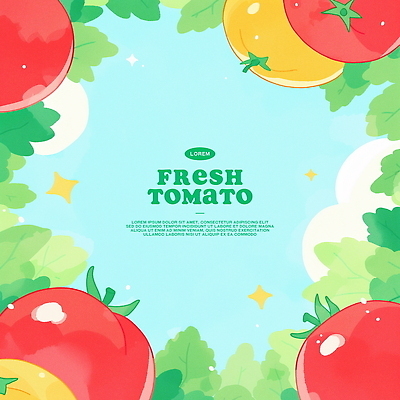 PSD 무료이미지 하늘색 잎 토마토 일러스트 수채화 프레임 사람없음 카피스페이스 국내일러스트 식물 채소 파란색 공백 파일형식