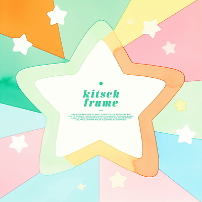 PSD 별 일러스트 프레임 사람없음 컬러풀 파스텔톤 카피스페이스 키치 국내일러스트 자연요소 컬러 컨셉 공백 파일형식