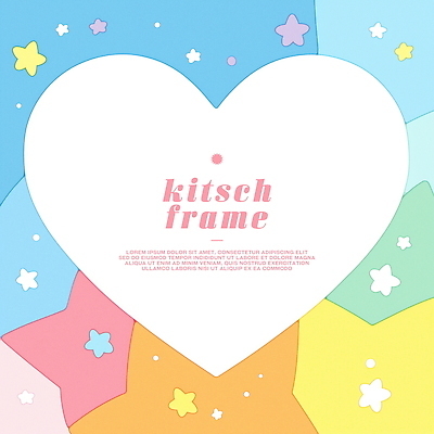PSD 별 일러스트 프레임 사람없음 컬러풀 하트 파스텔톤 카피스페이스 키치 국내일러스트 자연요소 모양 컬러 컨셉 공백 파일형식