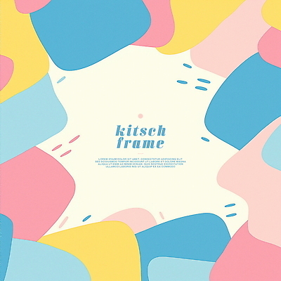 PSD 곡선 일러스트 프레임 사람없음 컬러풀 파스텔톤 카피스페이스 키치 국내일러스트 선 컬러 컨셉 공백 파일형식
