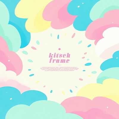 PSD 곡선 일러스트 프레임 사람없음 컬러풀 파스텔톤 카피스페이스 키치 국내일러스트 선 컬러 컨셉 공백 파일형식