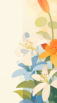 JPG 잎 꽃백그라운드 일러스트 수채화 사람없음 백합 꽃봉오리 국내일러스트 AI일러스트 AI콘텐츠 식물 꽃 백그라운드 파일형식