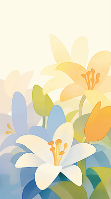 JPG 잎 꽃백그라운드 일러스트 수채화 사람없음 백합 꽃봉오리 국내일러스트 AI일러스트 AI콘텐츠 식물 꽃 백그라운드 파일형식