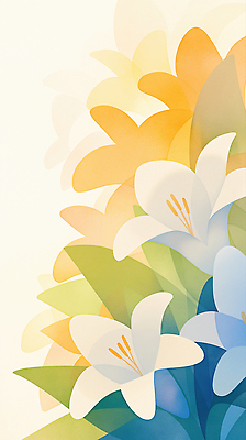 JPG 잎 꽃백그라운드 일러스트 수채화 사람없음 백합 국내일러스트 AI일러스트 AI콘텐츠 식물 꽃 백그라운드 파일형식