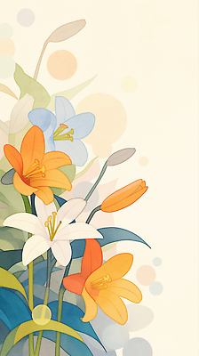 JPG 잎 꽃백그라운드 일러스트 수채화 사람없음 백합 꽃봉오리 국내일러스트 AI일러스트 AI콘텐츠 식물 꽃 백그라운드 파일형식