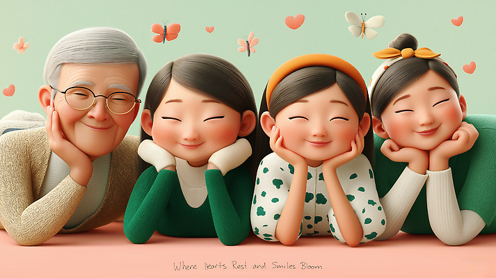 JPG 편집이미지 여자 남자 어린이 엎드리기 나비 가족 청소년 미소 소년 여러명 3D 턱괴기 하트 머리띠 안경낌 편집3D AI컴퓨터그래픽 AI콘텐츠 모양 안경 다수 곤충 장신구 관계 모션 표정 사람 디지털합성 파일형식