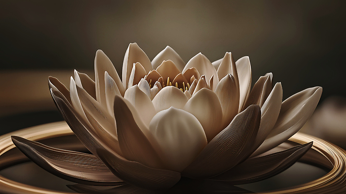 JPG 편집이미지 한송이 연꽃 사람없음 갈색 3D 평화 원형 명상 편집3D AI컴퓨터그래픽 AI콘텐츠 도형 1 꽃 컬러 컨셉 디지털합성 송이 파일형식