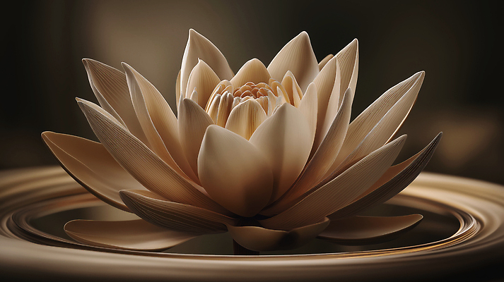 JPG 편집이미지 한송이 연꽃 사람없음 갈색 3D 평화 원형 명상 편집3D AI컴퓨터그래픽 AI콘텐츠 도형 1 꽃 컬러 컨셉 디지털합성 송이 파일형식