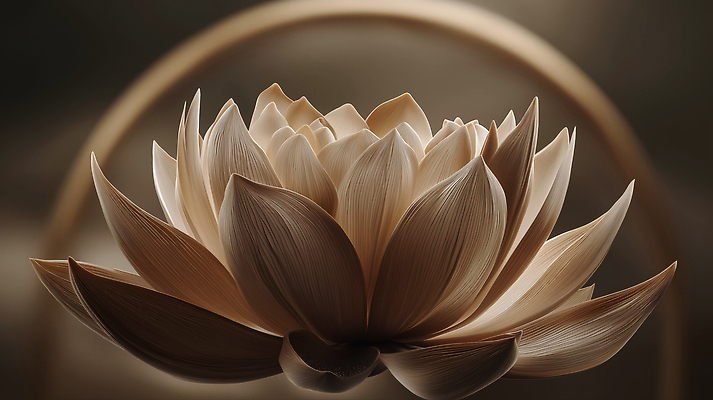 JPG 편집이미지 한송이 연꽃 사람없음 갈색 3D 평화 원형 명상 편집3D AI컴퓨터그래픽 AI콘텐츠 도형 1 꽃 컬러 컨셉 디지털합성 송이 파일형식