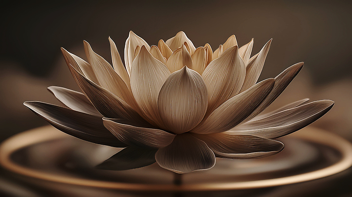 JPG 편집이미지 한송이 연꽃 사람없음 갈색 3D 평화 원형 명상 편집3D AI컴퓨터그래픽 AI콘텐츠 도형 1 꽃 컬러 컨셉 디지털합성 송이 파일형식