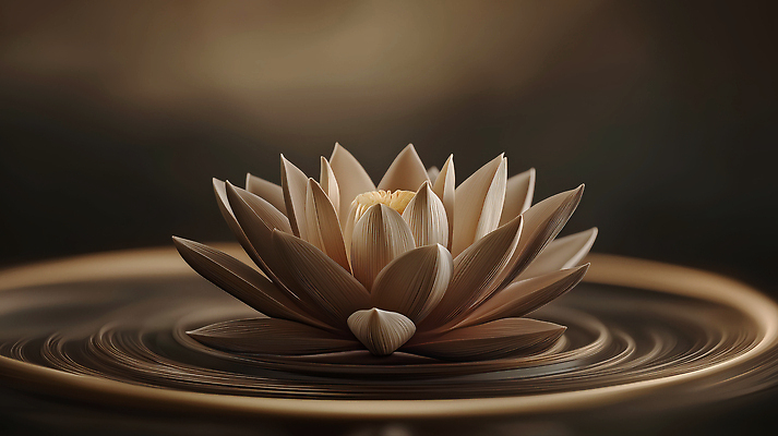 JPG 편집이미지 한송이 연꽃 사람없음 갈색 3D 평화 원형 명상 편집3D AI컴퓨터그래픽 AI콘텐츠 도형 1 꽃 컬러 컨셉 디지털합성 송이 파일형식