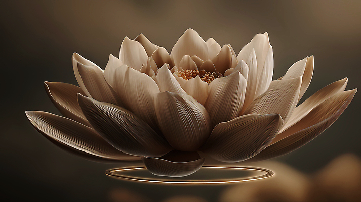 JPG 편집이미지 한송이 연꽃 사람없음 갈색 3D 평화 원형 명상 편집3D AI컴퓨터그래픽 AI콘텐츠 도형 1 꽃 컬러 컨셉 디지털합성 송이 파일형식