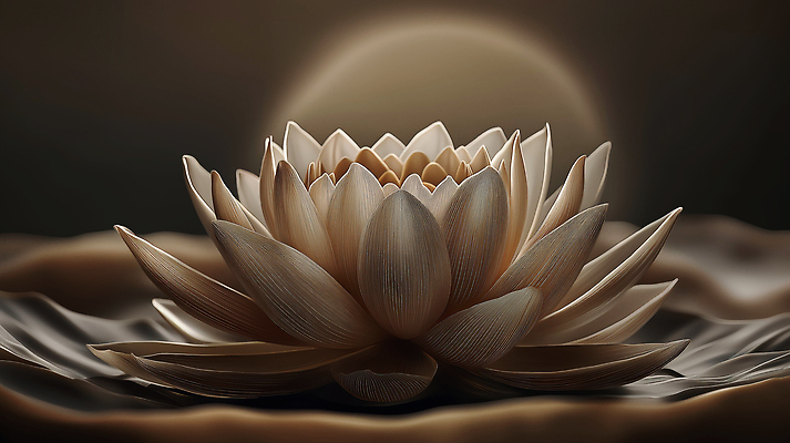 JPG 편집이미지 한송이 연꽃 사람없음 갈색 3D 평화 원형 명상 편집3D AI컴퓨터그래픽 AI콘텐츠 도형 1 꽃 컬러 컨셉 디지털합성 송이 파일형식