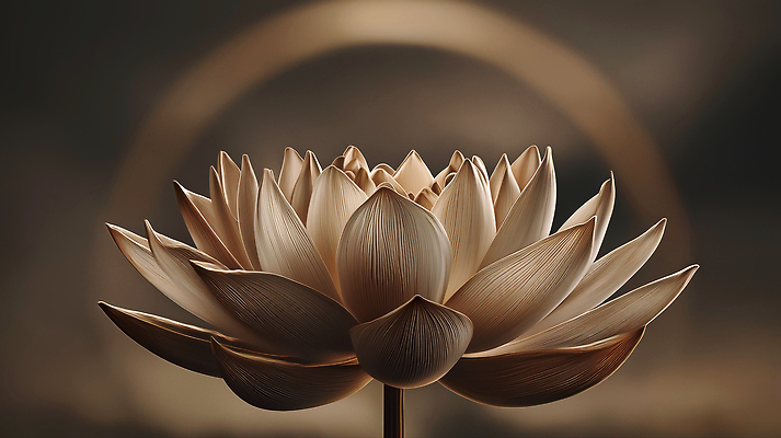 JPG 편집이미지 한송이 연꽃 사람없음 갈색 3D 평화 원형 명상 편집3D AI컴퓨터그래픽 AI콘텐츠 도형 1 꽃 컬러 컨셉 디지털합성 송이 파일형식