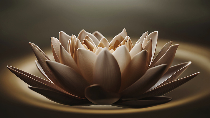 JPG 편집이미지 한송이 연꽃 사람없음 갈색 3D 평화 원형 명상 편집3D AI컴퓨터그래픽 AI콘텐츠 도형 1 꽃 컬러 컨셉 디지털합성 송이 파일형식