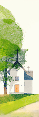 JPG 나무 세로배너 기독교 길 십자가 일러스트 수채화 그림자 풍경 잔디 사람없음 초록색 교회 마음 안식처 국내일러스트 AI일러스트 AI콘텐츠 식물 배너 종교 컬러 종교건축 휴식 건물 세로 파일형식