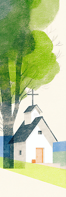 JPG 나무 세로배너 기독교 십자가 일러스트 수채화 그림자 풍경 잔디 사람없음 초록색 교회 마음 안식처 국내일러스트 AI일러스트 AI콘텐츠 식물 배너 종교 컬러 종교건축 휴식 건물 세로 파일형식