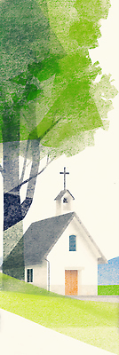 JPG 나무 세로배너 기독교 십자가 일러스트 수채화 그림자 풍경 잔디 사람없음 초록색 교회 마음 안식처 국내일러스트 AI일러스트 AI콘텐츠 식물 배너 종교 컬러 종교건축 휴식 건물 세로 파일형식