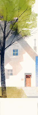 JPG 나무 세로배너 기독교 십자가 일러스트 수채화 그림자 풍경 사람없음 초록색 교회 계단 마음 안식처 국내일러스트 AI일러스트 AI콘텐츠 식물 배너 종교 컬러 종교건축 휴식 건물 세로 파일형식