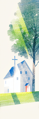 JPG 나무 세로배너 기독교 십자가 일러스트 수채화 그림자 풍경 잔디 사람없음 초록색 교회 마음 안식처 국내일러스트 AI일러스트 AI콘텐츠 식물 배너 종교 컬러 종교건축 휴식 건물 세로 파일형식