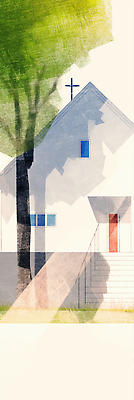 JPG 나무 세로배너 기독교 십자가 일러스트 수채화 그림자 풍경 사람없음 초록색 교회 계단 마음 안식처 국내일러스트 AI일러스트 AI콘텐츠 식물 배너 종교 컬러 종교건축 휴식 건물 세로 파일형식