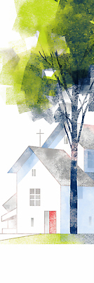 JPG 나무 세로배너 기독교 십자가 일러스트 수채화 그림자 풍경 잔디 사람없음 초록색 교회 마음 안식처 국내일러스트 AI일러스트 AI콘텐츠 식물 배너 종교 컬러 종교건축 휴식 건물 세로 파일형식