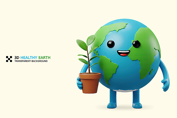 PSD 식물 편집이미지 화분 3D캐릭터 미소 들기 사람없음 3D 지구의날 편집3D 지구캐릭터 캐릭터 기념일 지구 모션 표정 디지털합성 파일형식