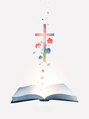 JPG 꽃잎 기독교 십자가 잎 일러스트 수채화 사람없음 빛 성경 펼침 흰색 떨어짐 은혜 성경말씀 국내일러스트 AI일러스트 AI콘텐츠 식물 꽃 종교 컬러 컨셉 종교용품 모션 파일형식