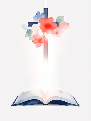 JPG 꽃잎 기독교 십자가 잎 일러스트 수채화 사람없음 빛 성경 펼침 흰색 떨어짐 은혜 성경말씀 국내일러스트 AI일러스트 AI콘텐츠 식물 꽃 종교 컬러 컨셉 종교용품 모션 파일형식