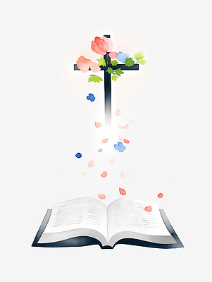 JPG 꽃잎 기독교 십자가 잎 일러스트 수채화 사람없음 빛 성경 펼침 흰색 떨어짐 은혜 성경말씀 국내일러스트 AI일러스트 AI콘텐츠 식물 꽃 종교 컬러 컨셉 종교용품 모션 파일형식