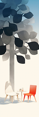 JPG 세로배너 여유 의자 일러스트 탁자 휴식 한그루 사람없음 야외 컵 평화 나무그늘 오후 국내일러스트 AI일러스트 AI콘텐츠 나무 1 식기 배너 감정 가구 컨셉 세로 그늘 파일형식