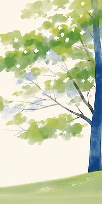 JPG 일러스트 자연 수채화 꽃나무 한그루 풍경 잔디 사람없음 연두색 언덕 국내일러스트 AI일러스트 AI콘텐츠 나무 식물 1 꽃 초록색 생태계 파일형식