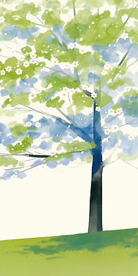 JPG 일러스트 자연 수채화 꽃나무 한그루 풍경 잔디 사람없음 연두색 언덕 나무그늘 국내일러스트 AI일러스트 AI콘텐츠 나무 식물 1 꽃 초록색 그늘 생태계 파일형식