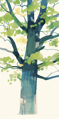 JPG 일러스트 자연 수채화 한그루 풍경 사람없음 연두색 국내일러스트 AI일러스트 AI콘텐츠 나무 1 초록색 생태계 파일형식