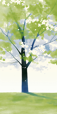 JPG 일러스트 자연 수채화 꽃나무 한그루 그림자 풍경 잔디 사람없음 연두색 언덕 국내일러스트 AI일러스트 AI콘텐츠 나무 식물 1 꽃 초록색 생태계 파일형식