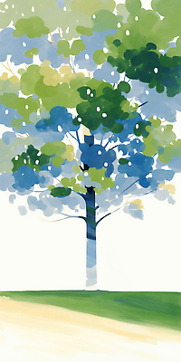 JPG 일러스트 자연 수채화 꽃나무 한그루 풍경 잔디 사람없음 연두색 언덕 국내일러스트 AI일러스트 AI콘텐츠 나무 식물 1 꽃 초록색 생태계 파일형식