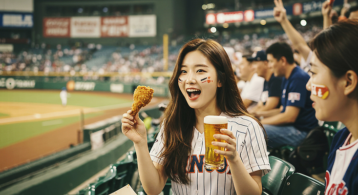 JPG 편집이미지 여자 남자 응원 웃음 들기 여러명 성인 손들기 기쁨 군중 즐거움 야구경기 응원복 맥주잔 관람 야구장 페이스페인팅 의료성형뷰티 성인만 치맥 편집실사 AI인물포토 AI콘텐츠 옷 감정 다수 술잔 스포츠시설 모션 맥주 표정 사람 치킨 야구 CG 파일형식 AI포토