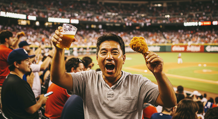 JPG 편집이미지 여자 남자 응원 웃음 들기 여러명 성인 손들기 기쁨 군중 즐거움 야구경기 응원복 맥주잔 관람 야구장 의료성형뷰티 성인만 치맥 편집실사 AI인물포토 AI콘텐츠 옷 감정 다수 술잔 스포츠시설 모션 맥주 표정 사람 치킨 야구 CG 파일형식 AI포토